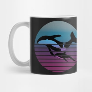 Orca Killer Whale Family - Vintage Retro Art Gift For Ocean lover Mug